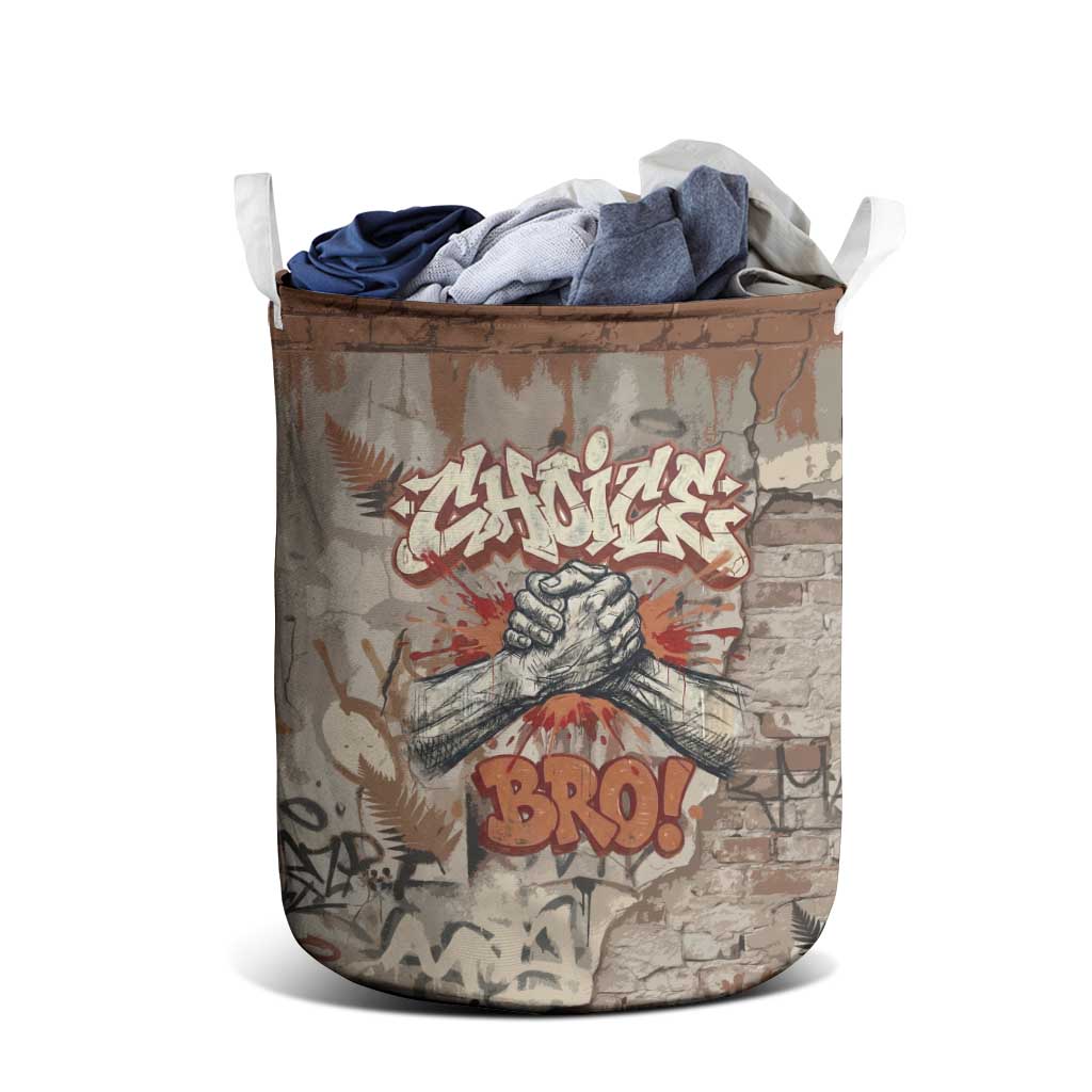 Choice Bro Graffiti Handshake Laundry Basket New Zealand Slang Fern Brick Wall and Urban Street Art