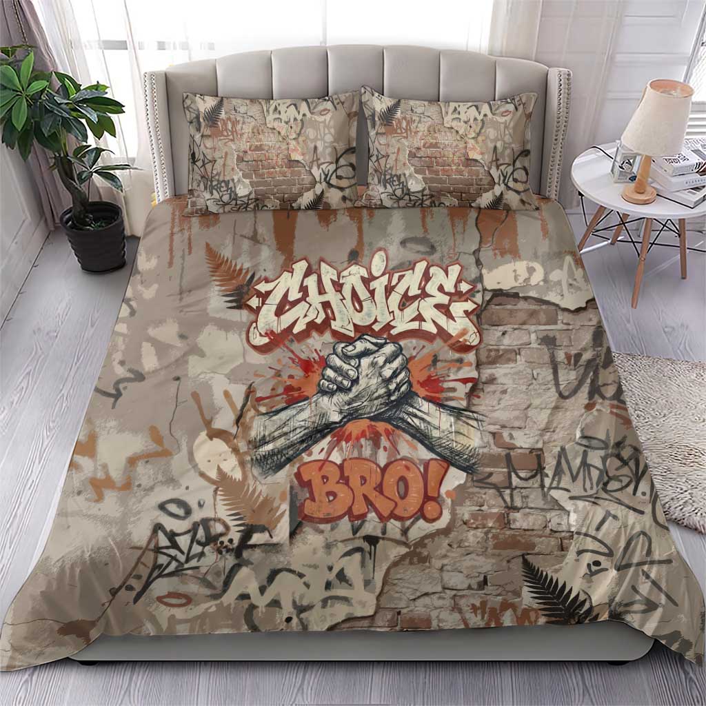 Choice Bro Graffiti Handshake Bedding Set New Zealand Slang Fern Brick Wall and Urban Street Art