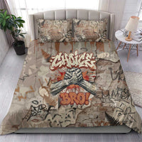Choice Bro Graffiti Handshake Bedding Set New Zealand Slang Fern Brick Wall and Urban Street Art