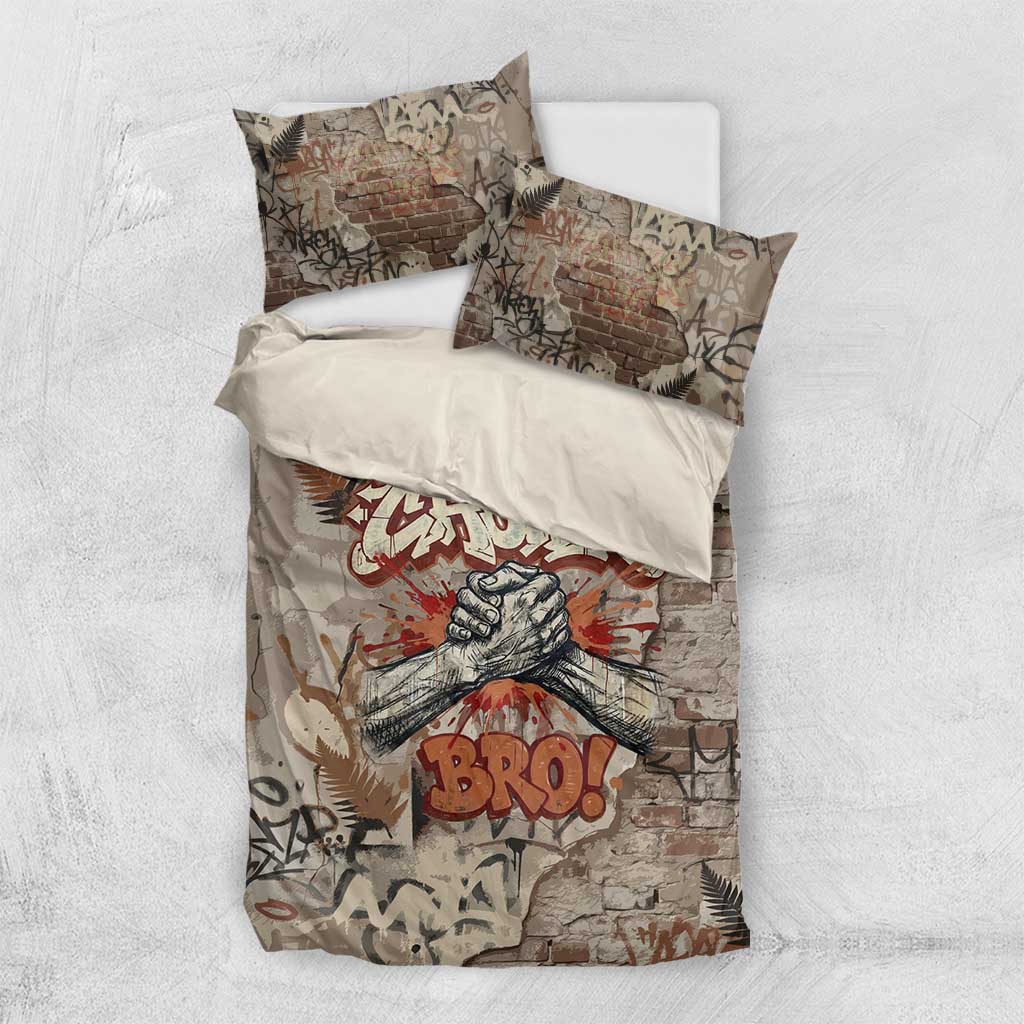 Choice Bro Graffiti Handshake Bedding Set New Zealand Slang Fern Brick Wall and Urban Street Art