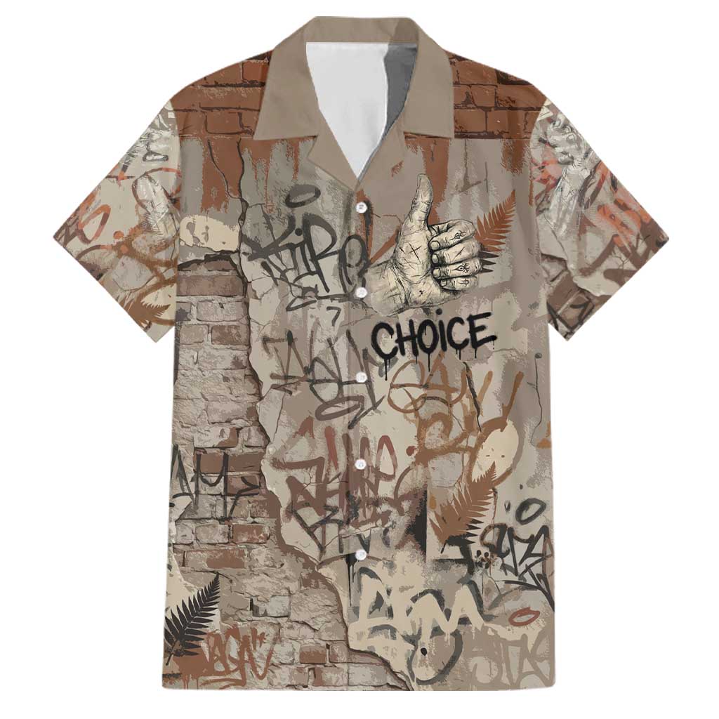 Choice Bro Graffiti Handshake Family Matching Off Shoulder Maxi Dress and Hawaiian Shirt New Zealand Slang Fern Brick Wall and Urban Street Art TS04 Dad's Shirt - Short Sleeve Multicolor - Polynesian Pride