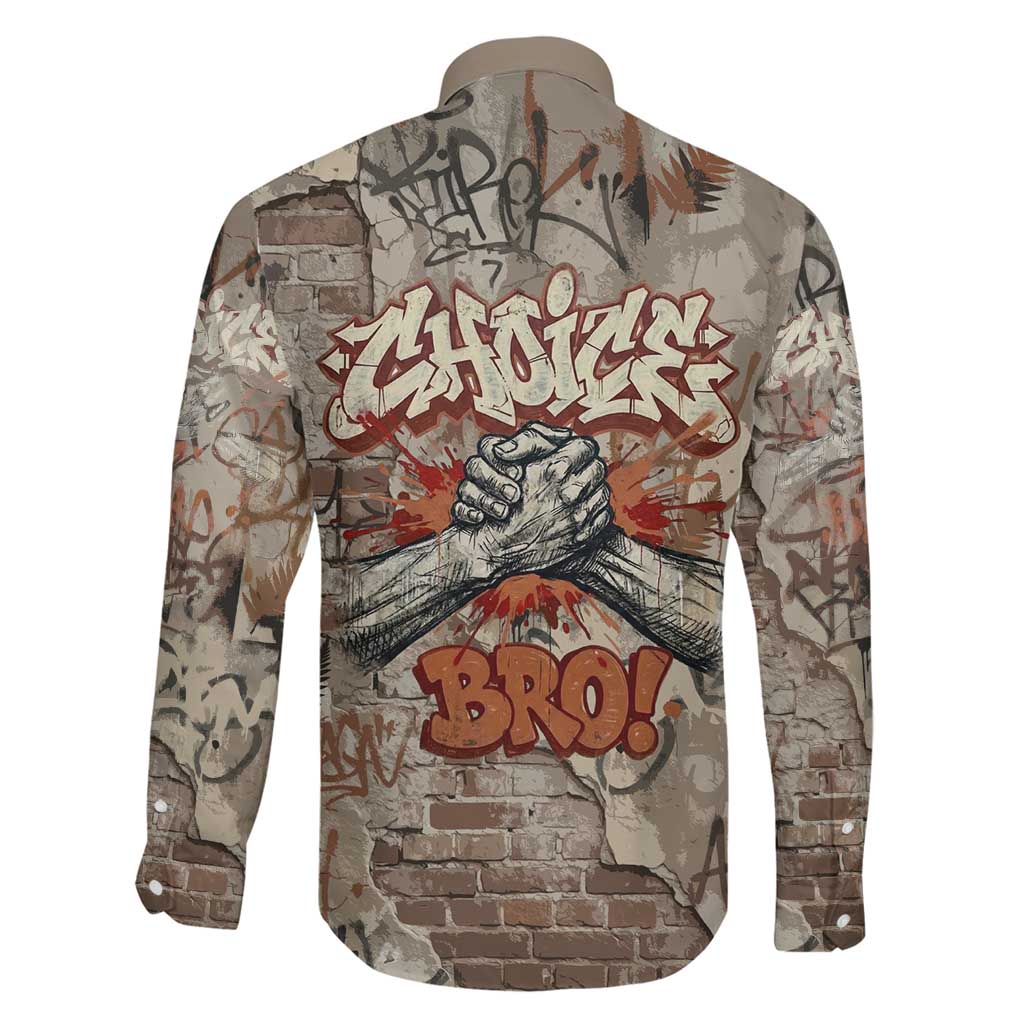 Choice Bro Graffiti Handshake Family Matching Off Shoulder Maxi Dress and Hawaiian Shirt New Zealand Slang Fern Brick Wall and Urban Street Art TS04 - Polynesian Pride