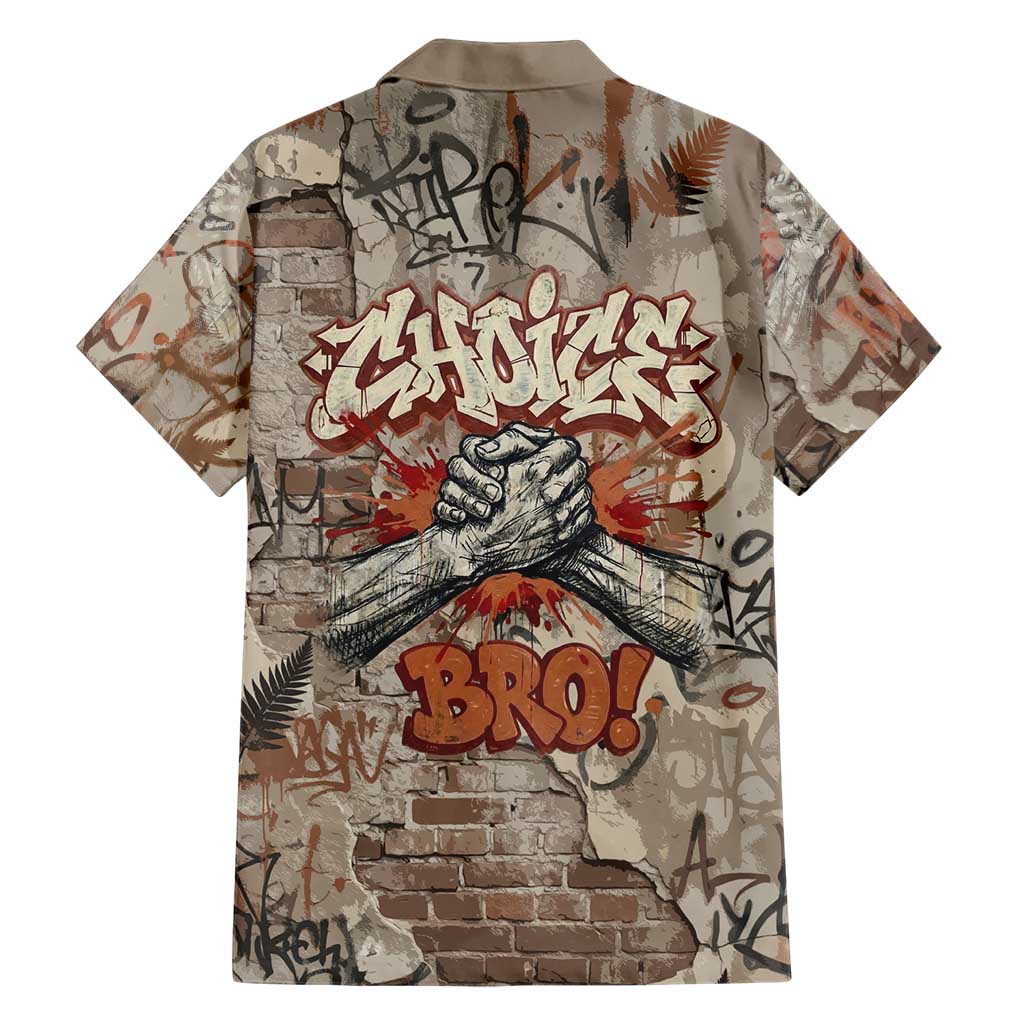 Choice Bro Graffiti Handshake Family Matching Short Sleeve Bodycon Dress and Hawaiian Shirt New Zealand Slang Fern Brick Wall and Urban Street Art TS04 - Polynesian Pride