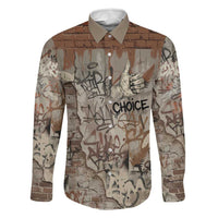 Choice Bro Graffiti Handshake Family Matching Short Sleeve Bodycon Dress and Hawaiian Shirt New Zealand Slang Fern Brick Wall and Urban Street Art TS04 Dad's Shirt - Long Sleeve Multicolor - Polynesian Pride