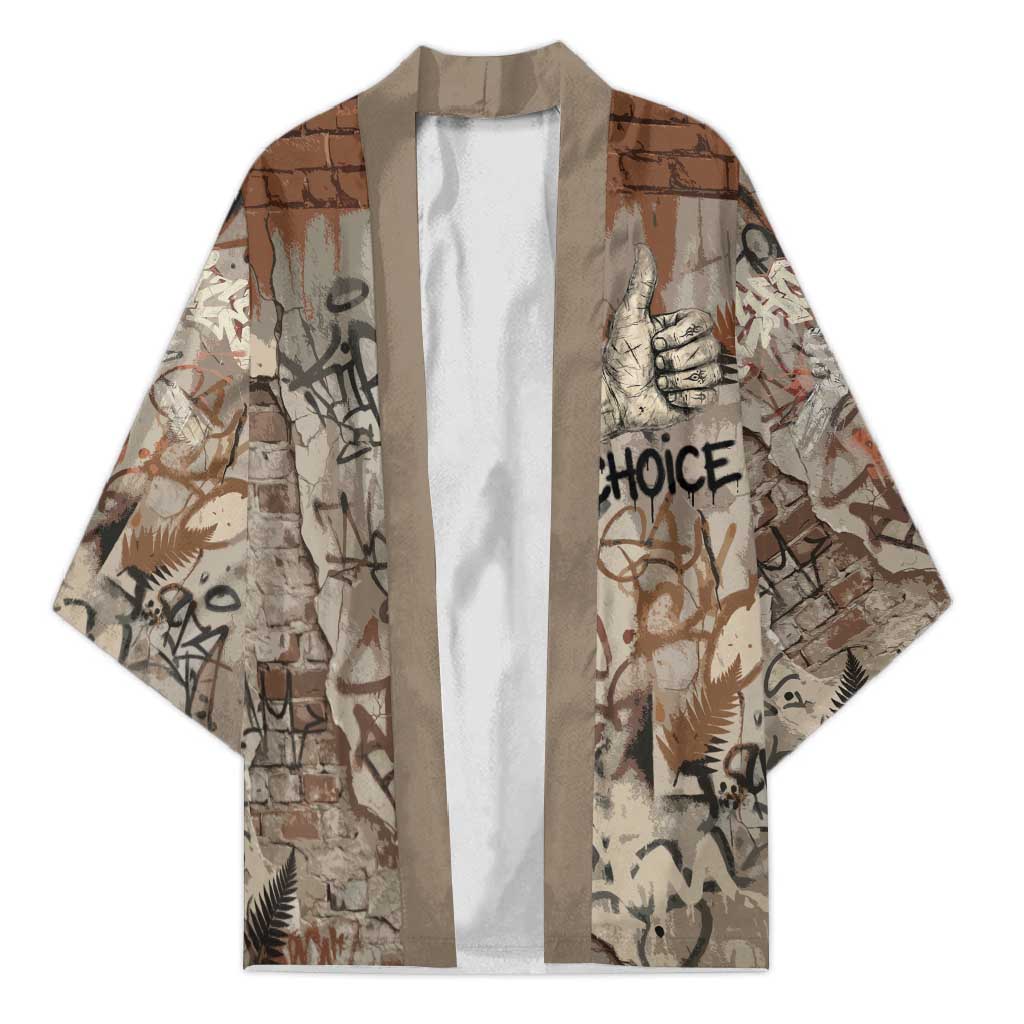 Choice Bro Graffiti Handshake Kimono New Zealand Slang Fern Brick Wall and Urban Street Art