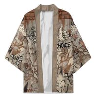 Choice Bro Graffiti Handshake Kimono New Zealand Slang Fern Brick Wall and Urban Street Art