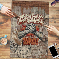 Choice Bro Graffiti Handshake Puzzle New Zealand Slang Fern Brick Wall and Urban Street Art