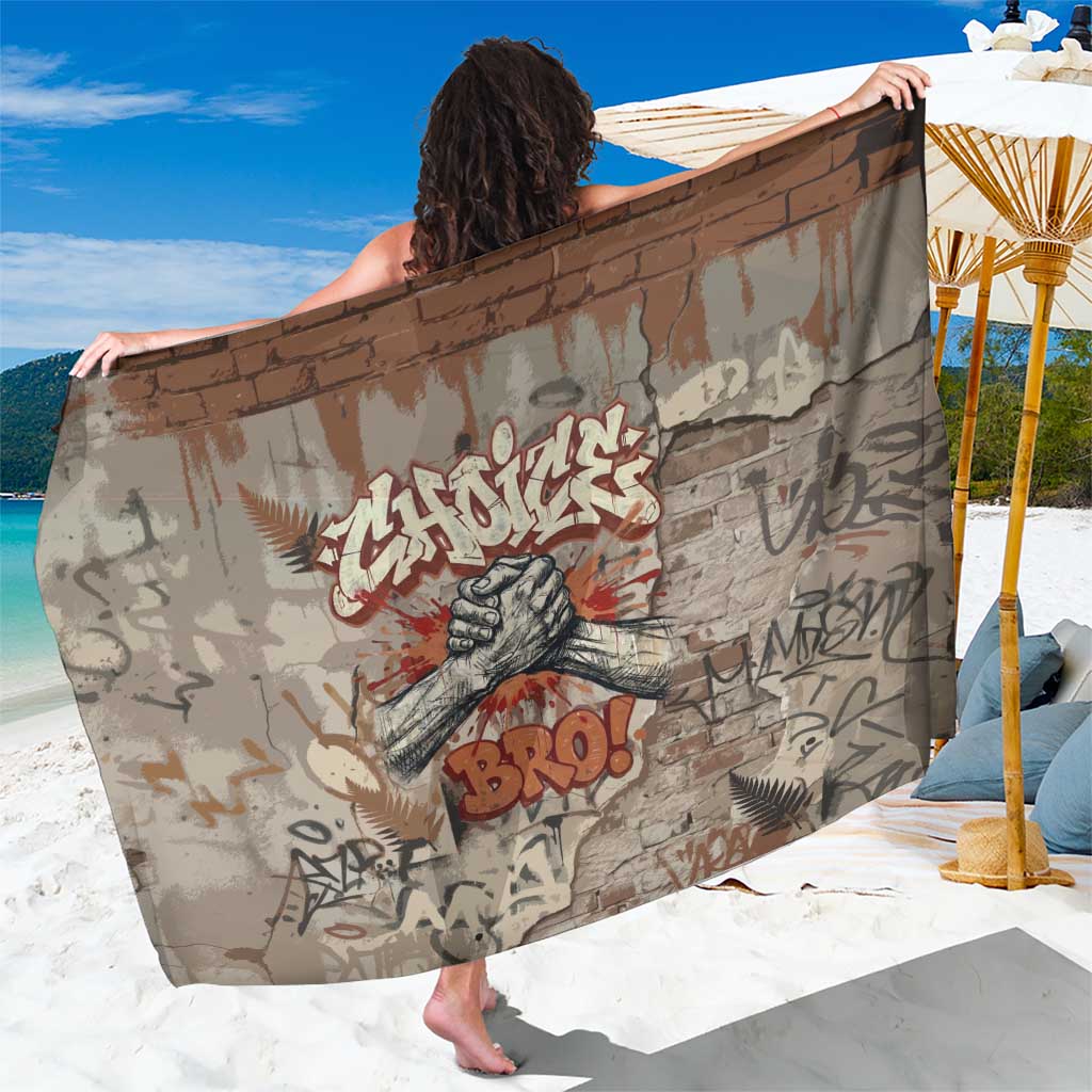 Choice Bro Graffiti Handshake Sarong New Zealand Slang Fern Brick Wall and Urban Street Art