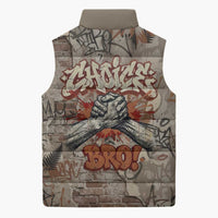 Choice Bro Graffiti Handshake Sleeveless Puffer Jacket New Zealand Slang Fern Brick Wall and Urban Street Art