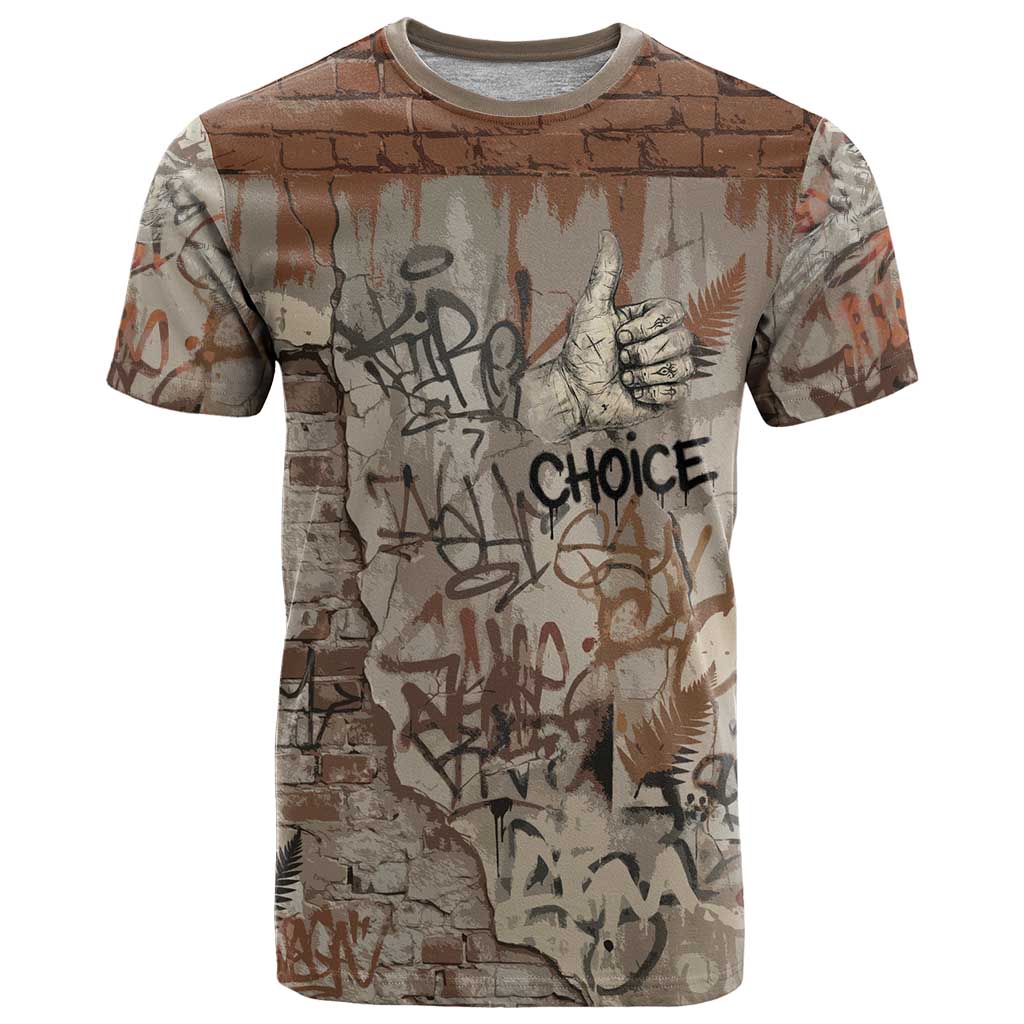 Choice Bro Graffiti Handshake T Shirt New Zealand Slang Fern Brick Wall and Urban Street Art