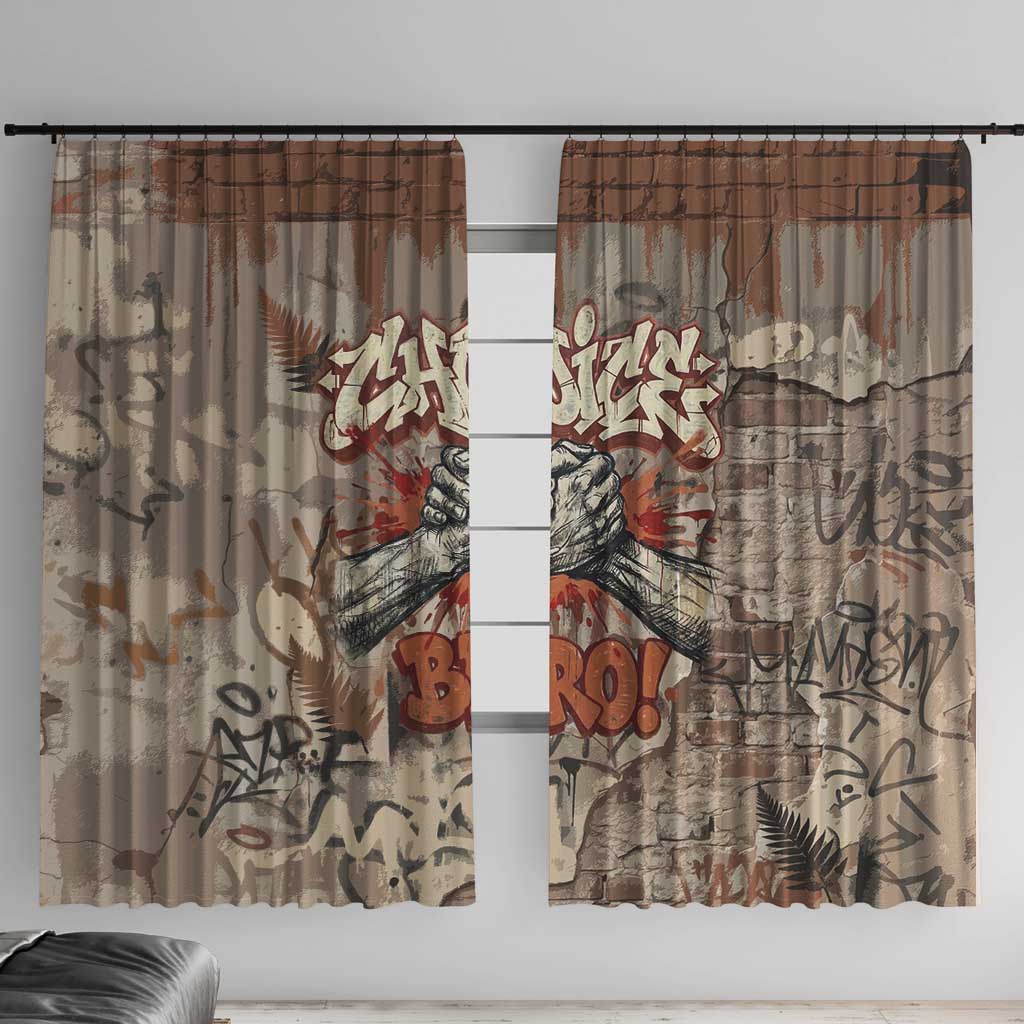Choice Bro Graffiti Handshake Window Curtain New Zealand Slang Fern Brick Wall and Urban Street Art