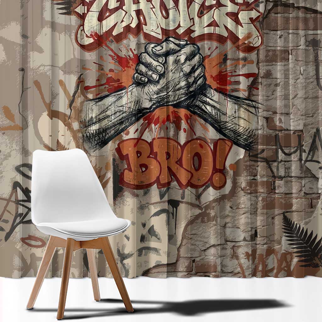 Choice Bro Graffiti Handshake Window Curtain New Zealand Slang Fern Brick Wall and Urban Street Art