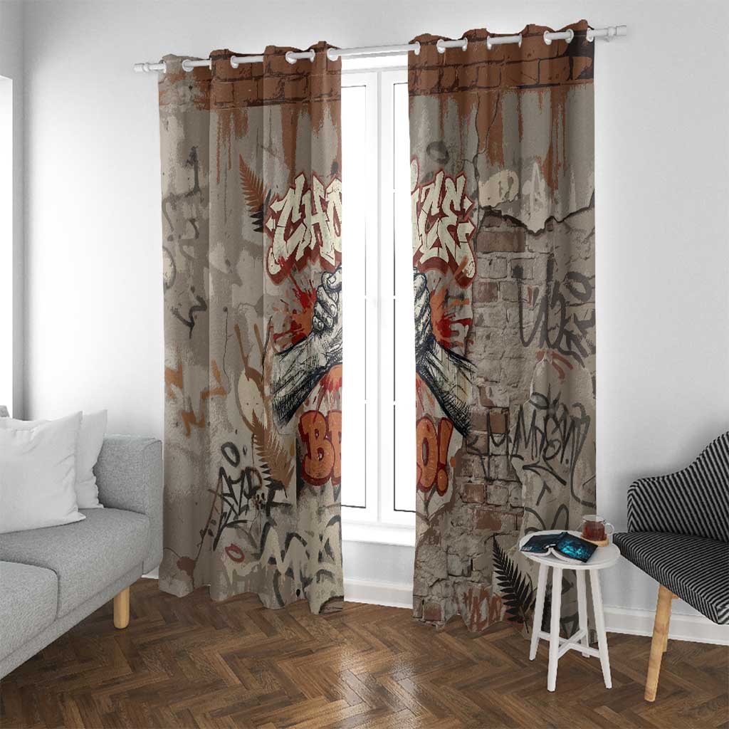 Choice Bro Graffiti Handshake Window Curtain New Zealand Slang Fern Brick Wall and Urban Street Art