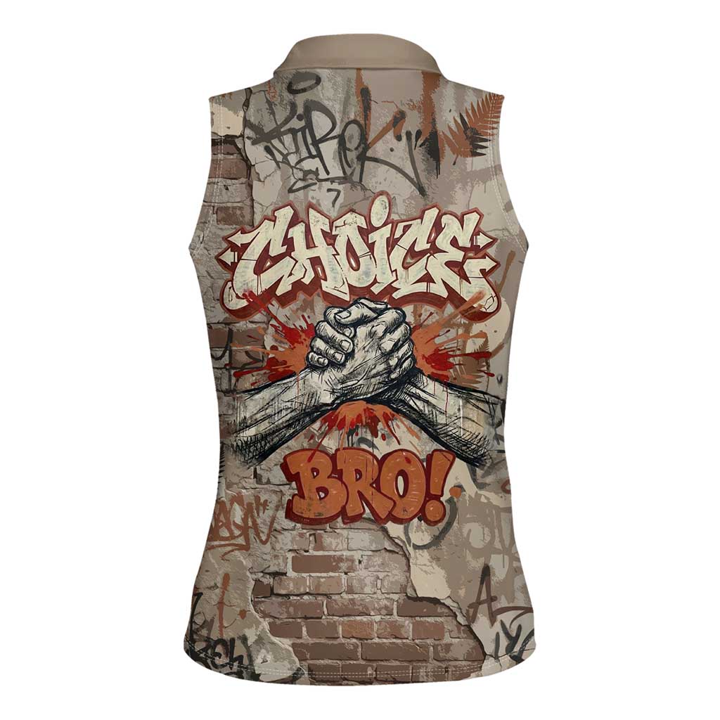 Choice Bro Graffiti Handshake Women Sleeveless Polo Shirt New Zealand Slang Fern Brick Wall and Urban Street Art