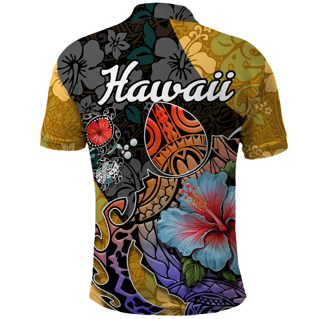 Hawaii Polynesian Polo Shirt Turtles and Hibiscus Flower Gradient Pattern TS04 - Polynesian Pride
