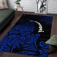 Pohnpei Federated States Of Micronesia Area Rug Polynesian Tribal Heritage Art With Blue Island Tattoo Patterns