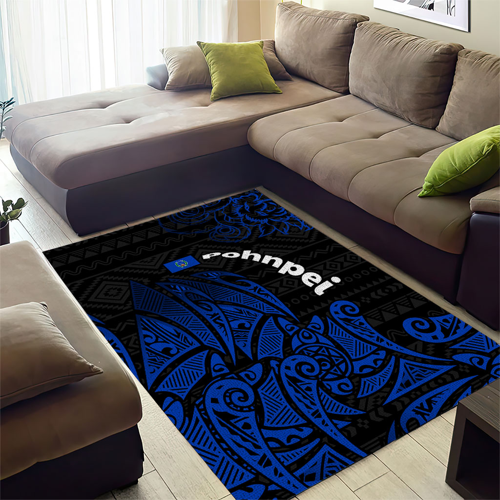 Pohnpei Federated States Of Micronesia Area Rug Polynesian Tribal Heritage Art With Blue Island Tattoo Patterns