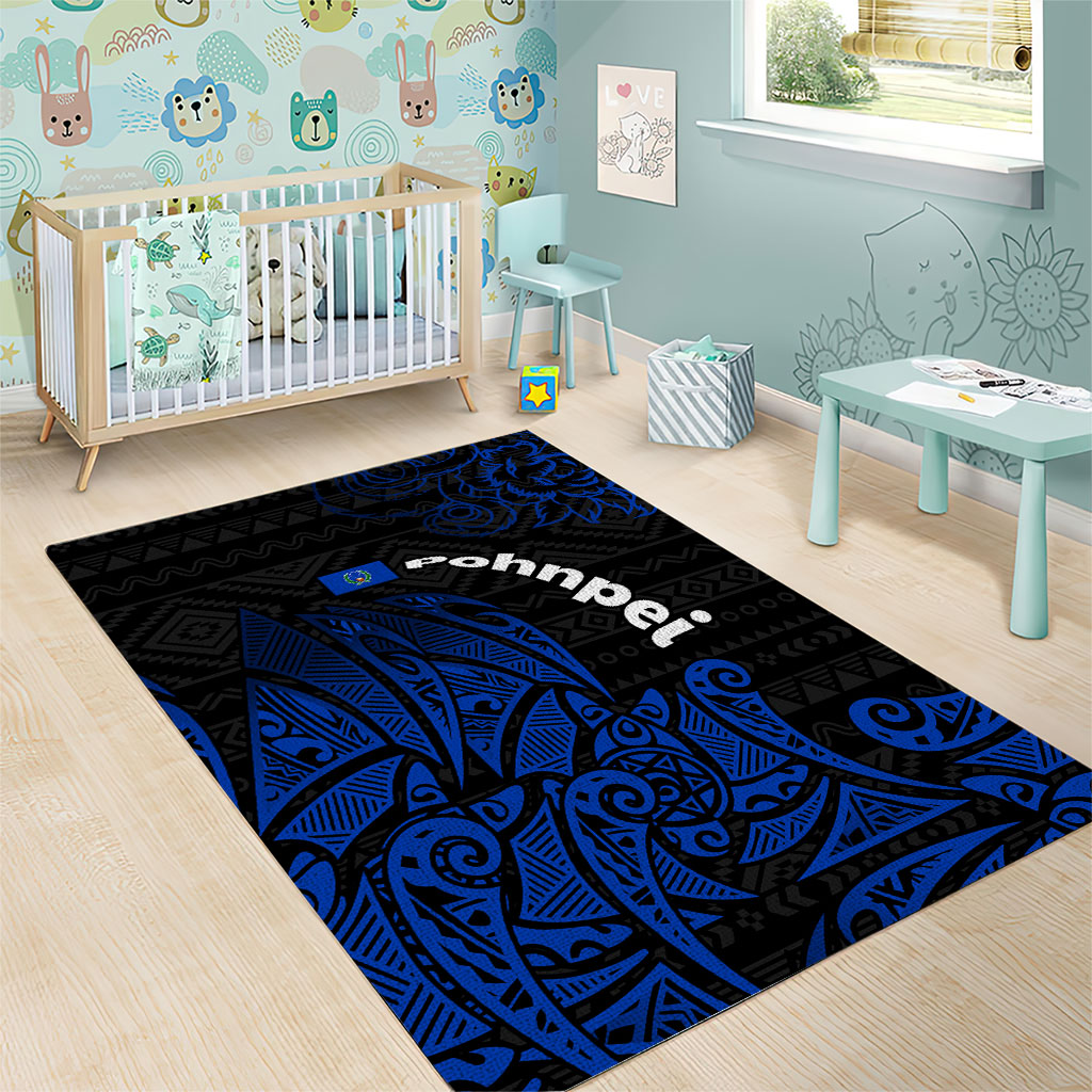 Pohnpei Federated States Of Micronesia Area Rug Polynesian Tribal Heritage Art With Blue Island Tattoo Patterns