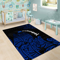 Pohnpei Federated States Of Micronesia Area Rug Polynesian Tribal Heritage Art With Blue Island Tattoo Patterns