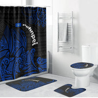 Pohnpei Federated States Of Micronesia Bathroom Set Polynesian Tribal Heritage Art With Blue Island Tattoo Patterns