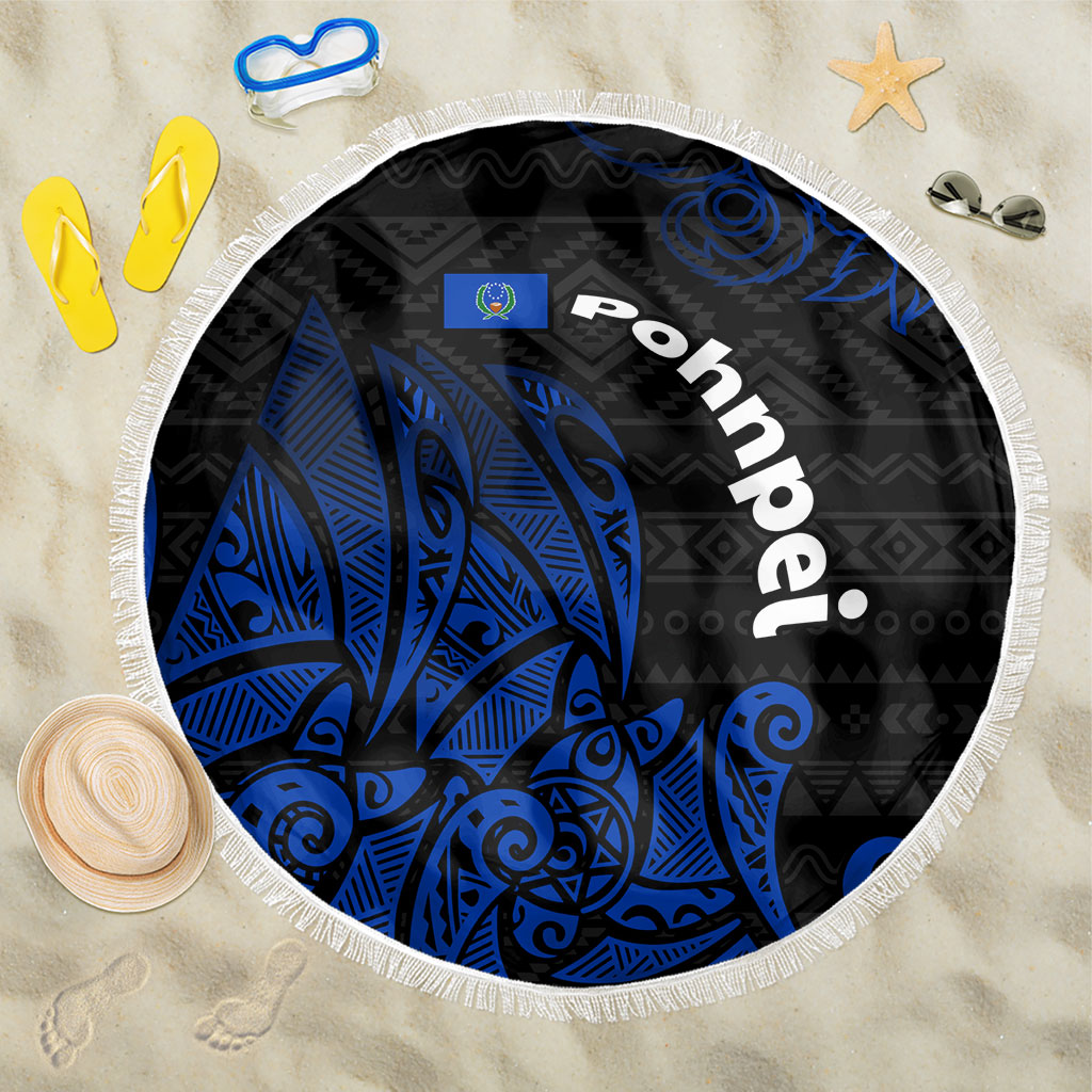 Pohnpei Federated States Of Micronesia Beach Blanket Polynesian Tribal Heritage Art With Blue Island Tattoo Patterns