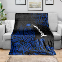 Pohnpei Federated States Of Micronesia Blanket Polynesian Tribal Heritage Art With Blue Island Tattoo Patterns