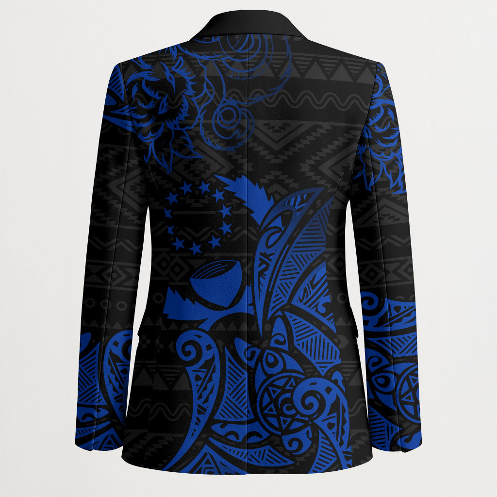Pohnpei Federated States Of Micronesia Blazer Polynesian Tribal Heritage Art With Blue Island Tattoo Patterns
