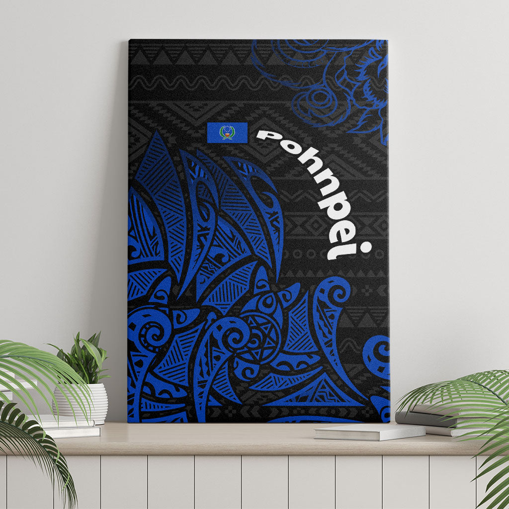 Pohnpei Federated States Of Micronesia Canvas Wall Art Polynesian Tribal Heritage Art With Blue Island Tattoo Patterns
