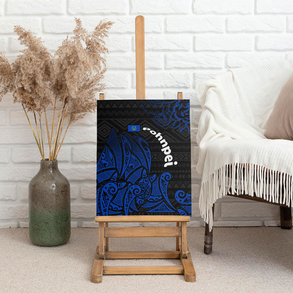 Pohnpei Federated States Of Micronesia Canvas Wall Art Polynesian Tribal Heritage Art With Blue Island Tattoo Patterns