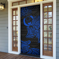 Pohnpei Federated States Of Micronesia Door Cover Polynesian Tribal Heritage Art With Blue Island Tattoo Patterns