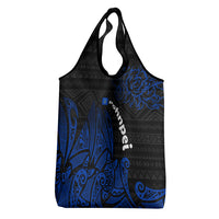 Pohnpei Federated States Of Micronesia Grocery Bag Polynesian Tribal Heritage Art With Blue Island Tattoo Patterns