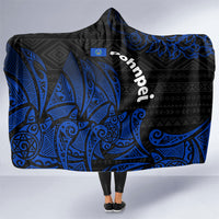 Pohnpei Federated States Of Micronesia Hooded Blanket Polynesian Tribal Heritage Art With Blue Island Tattoo Patterns