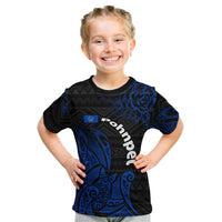 Pohnpei Federated States Of Micronesia Kid T Shirt Polynesian Tribal Heritage Art With Blue Island Tattoo Patterns