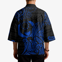 Pohnpei Federated States Of Micronesia Kimono Polynesian Tribal Heritage Art With Blue Island Tattoo Patterns