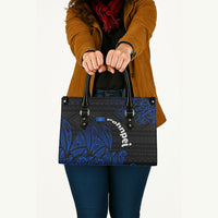 Pohnpei Federated States Of Micronesia Leather Bag Polynesian Tribal Heritage Art With Blue Island Tattoo Patterns