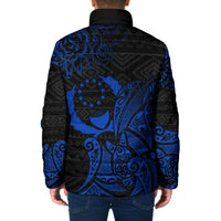 Pohnpei Federated States Of Micronesia Padded Jacket Polynesian Tribal Heritage Art With Blue Island Tattoo Patterns