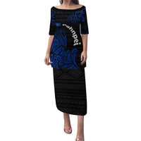 Pohnpei Federated States Of Micronesia Puletasi Polynesian Tribal Heritage Art With Blue Island Tattoo Patterns