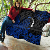 Pohnpei Federated States Of Micronesia Quilt Polynesian Tribal Heritage Art With Blue Island Tattoo Patterns