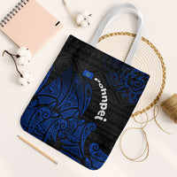 Pohnpei Federated States Of Micronesia Tote Bag Polynesian Tribal Heritage Art With Blue Island Tattoo Patterns