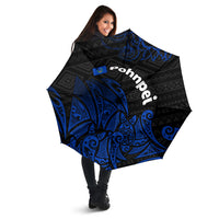 Pohnpei Federated States Of Micronesia Umbrella Polynesian Tribal Heritage Art With Blue Island Tattoo Patterns
