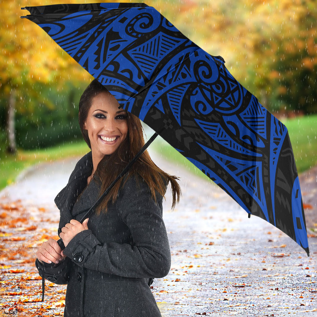 Pohnpei Federated States Of Micronesia Umbrella Polynesian Tribal Heritage Art With Blue Island Tattoo Patterns