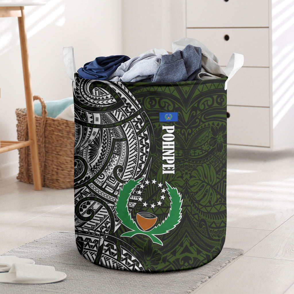 Pohnpei Federated States Of Micronesia Laundry Basket Polynesian Tribal Heritage Art With Kaselehlie State Seal