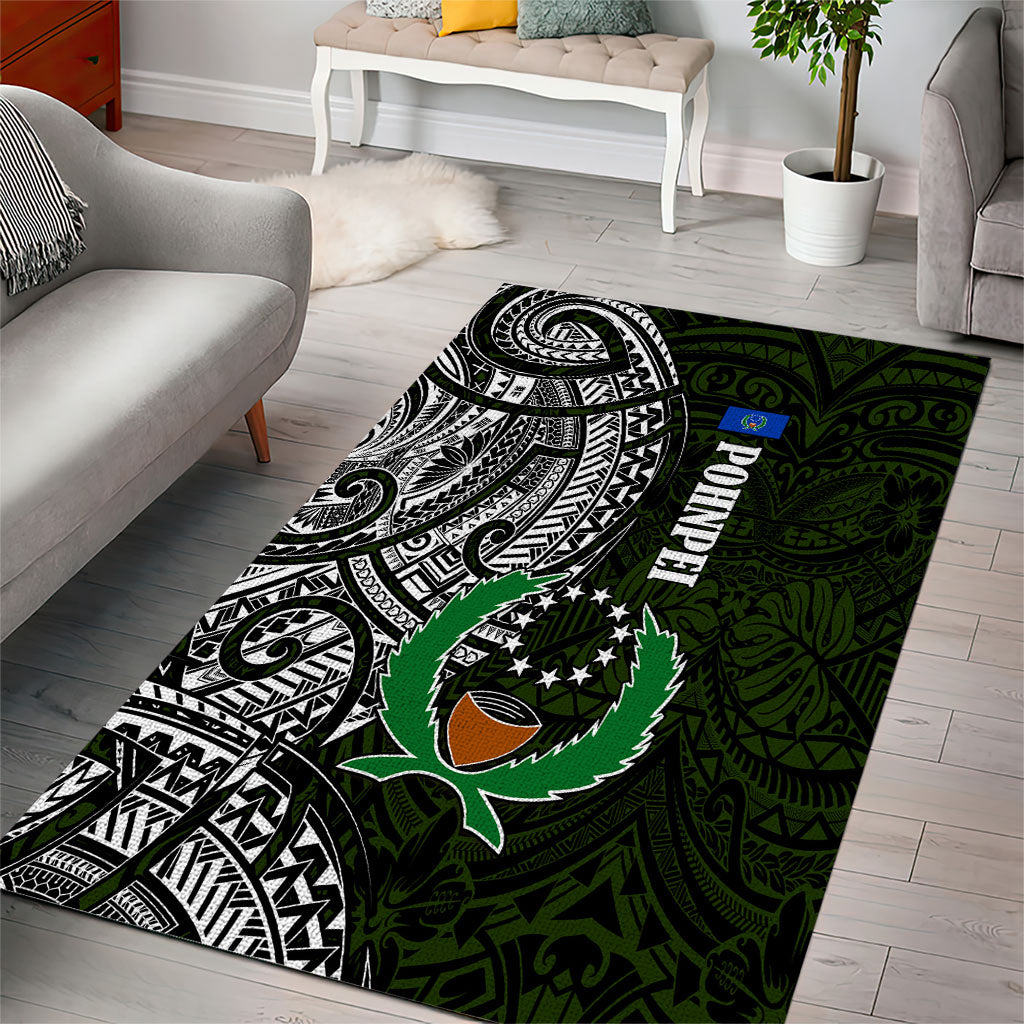 Pohnpei Federated States Of Micronesia Area Rug Polynesian Tribal Heritage Art With Kaselehlie State Seal