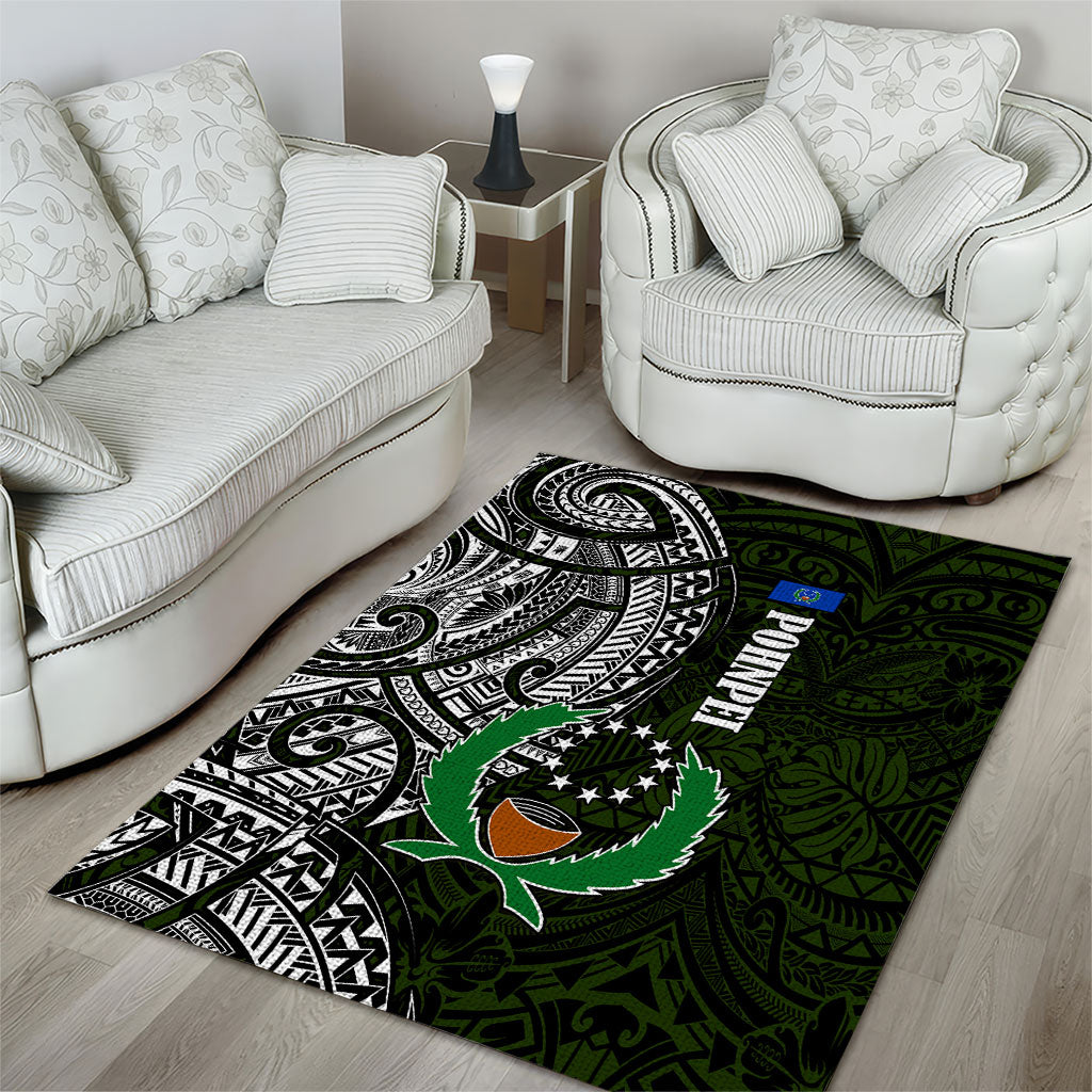 Pohnpei Federated States Of Micronesia Area Rug Polynesian Tribal Heritage Art With Kaselehlie State Seal