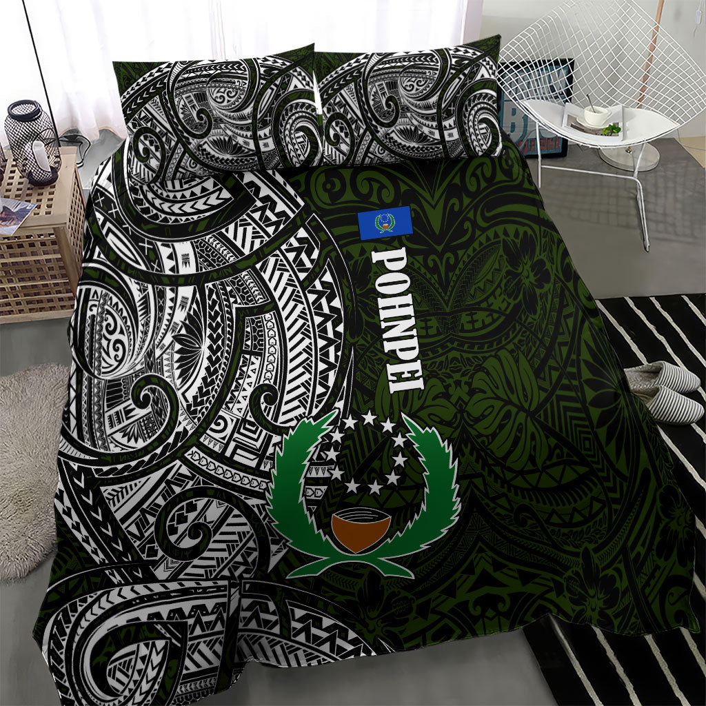 Pohnpei Federated States Of Micronesia Bedding Set Polynesian Tribal Heritage Art With Kaselehlie State Seal
