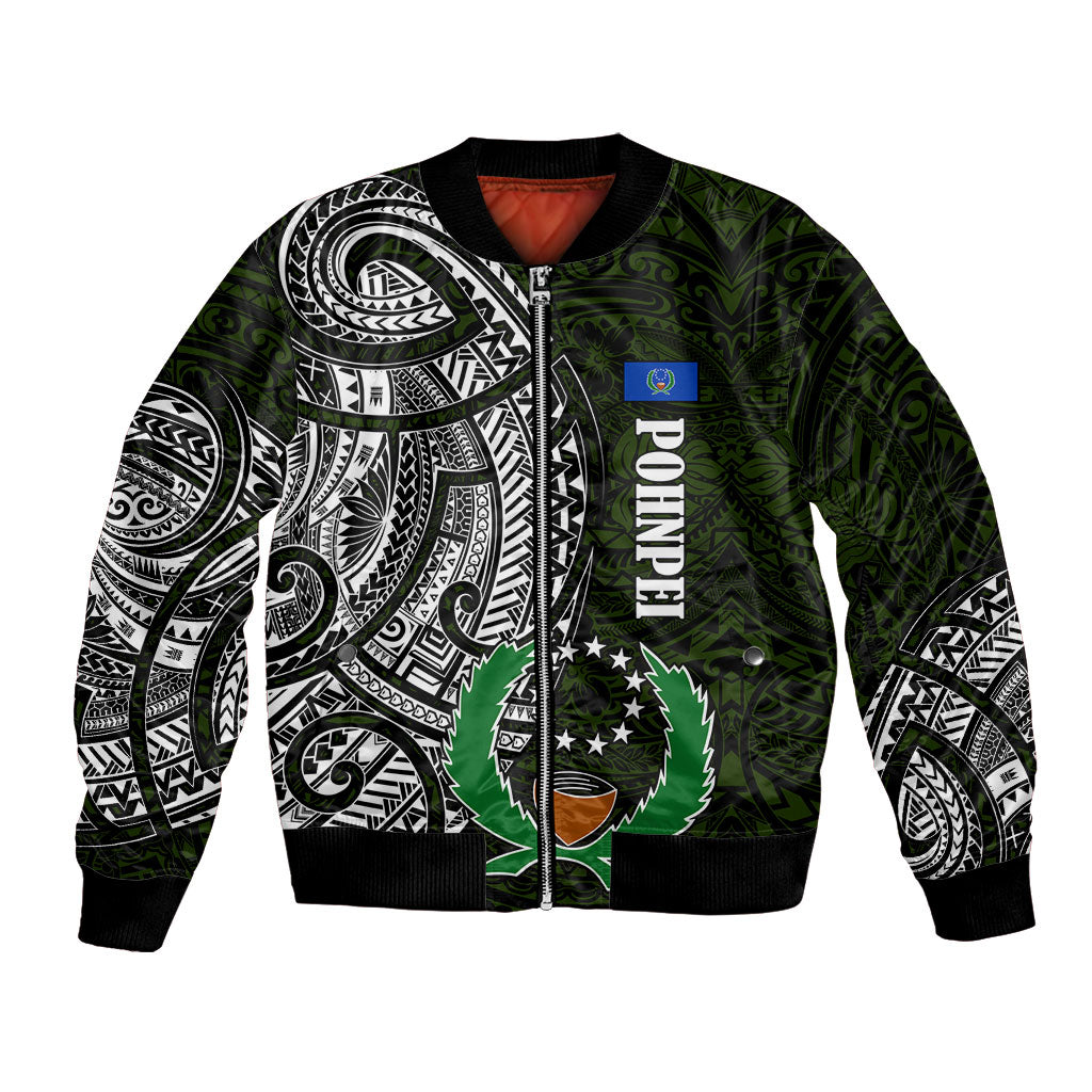 Pohnpei Federated States Of Micronesia Bomber Jacket Polynesian Tribal Heritage Art With Kaselehlie State Seal