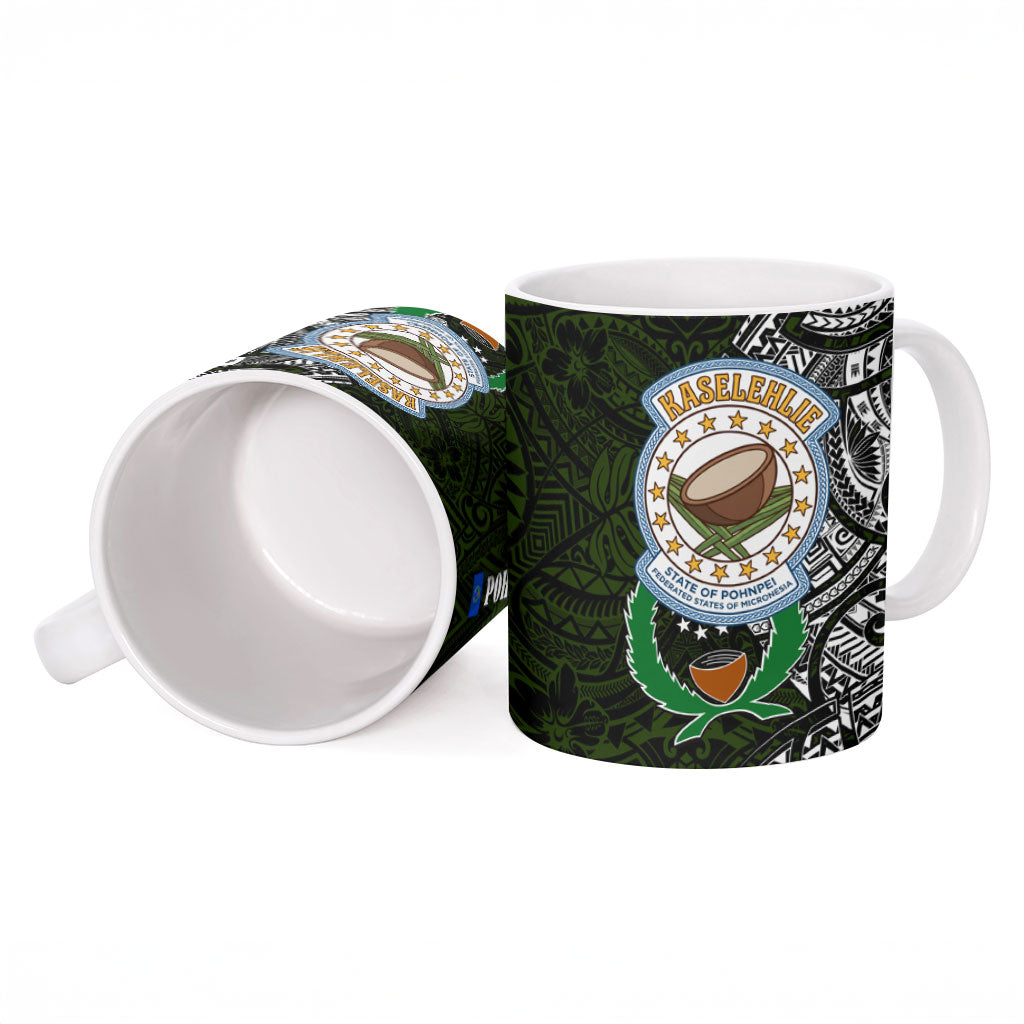 Pohnpei Federated States Of Micronesia Ceramic Mug Polynesian Tribal Heritage Art With Kaselehlie State Seal