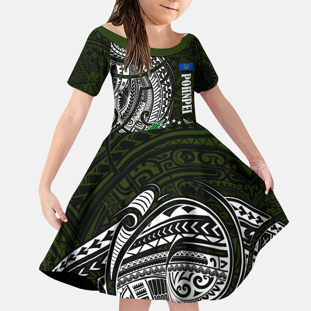 Pohnpei Federated States Of Micronesia Family Matching Long Sleeve Bodycon Dress and Hawaiian Shirt Polynesian Tribal Heritage Art With Kaselehlie State Seal