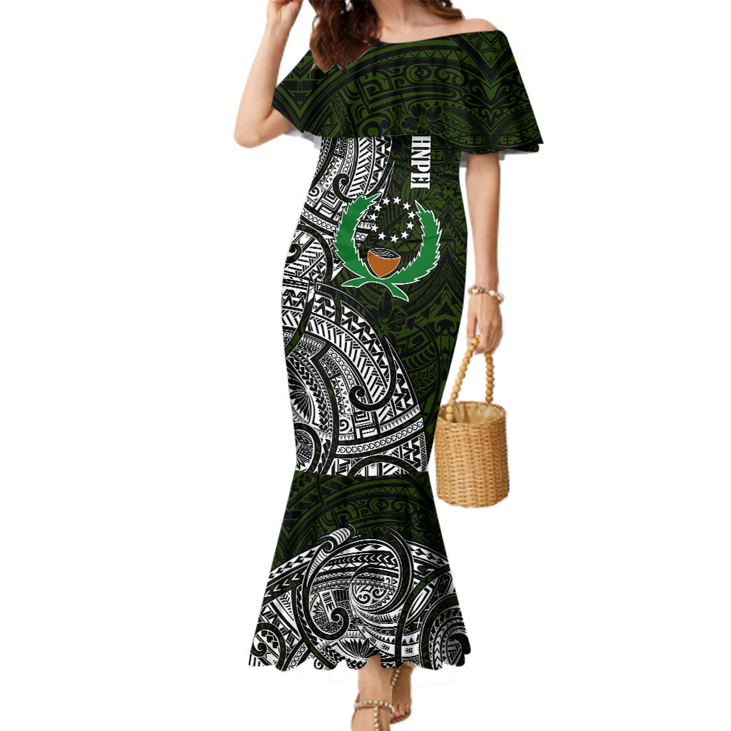 Pohnpei Federated States Of Micronesia Family Matching Mermaid Dress and Hawaiian Shirt Polynesian Tribal Heritage Art With Kaselehlie State Seal