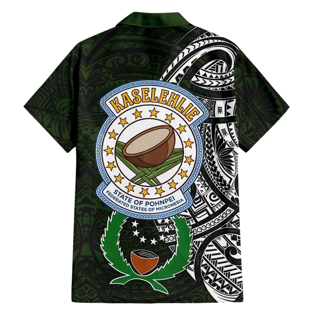 Pohnpei Federated States Of Micronesia Family Matching Off The Shoulder Long Sleeve Dress and Hawaiian Shirt Polynesian Tribal Heritage Art With Kaselehlie State Seal
